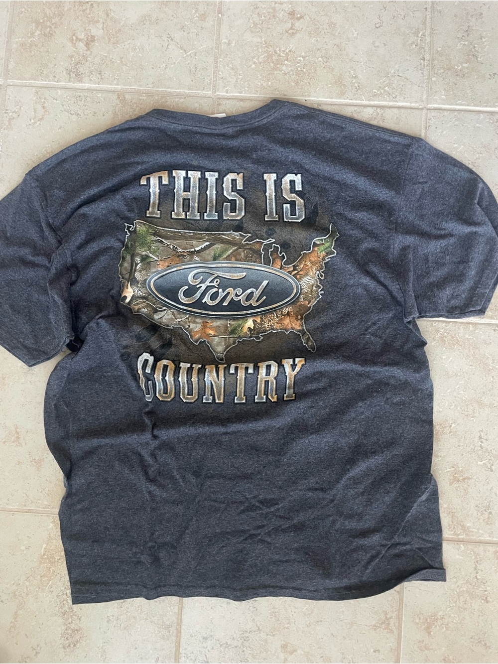 Ford Charcoal Graphic 'This Is Ford Country' Tee with Camo USA Map